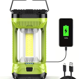 AlpsWolf Camping Lantern Rechargeable, 1000LM 4 Light Modes Camping Light 4000mAh Rechargeable Lantern for Power Outages Portable Camp Lantern with Memory Function, Green, 1 Pack