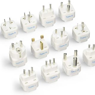 Ceptics Travel Adapter with Types A-M Plugs, Travel Plug Adapter Set Compatible with Power Sockets in All Continents, Compact World International Plug Adaptor Kit, Set of 12,GP-12PK
